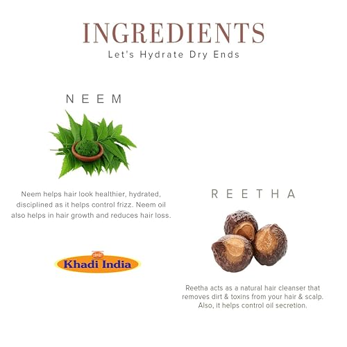 Image of Khadi Vedimatic Khadi Natural Neem Reetha With Saffron, Tulsi Hair Shampoo | Herbal Hair Cleanser for Thick Hair | Anti-Dandruff Shampoo (Pack of 1, Neem Reetha)