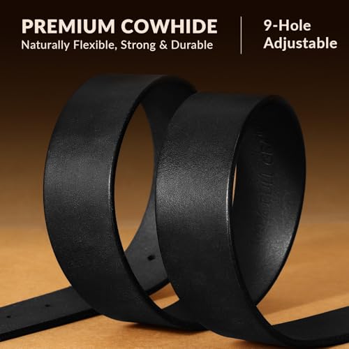 Image of Men's Leather Belt Full Grain Leather Belts for Men Handmade Real Solid Top-Grain Leather Heavy-Duty Work Belt Gifts