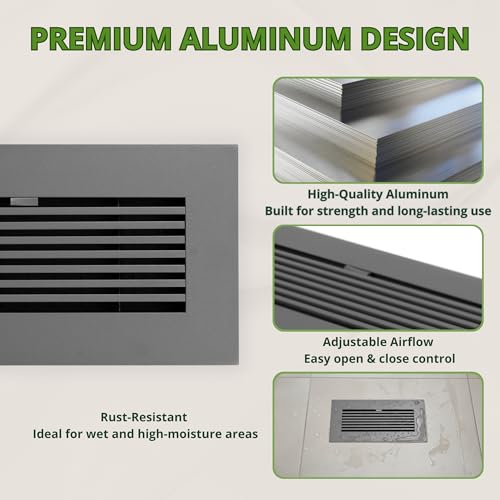Grille d'aération de sol pour salon et chambre avec registre ajustable - 5