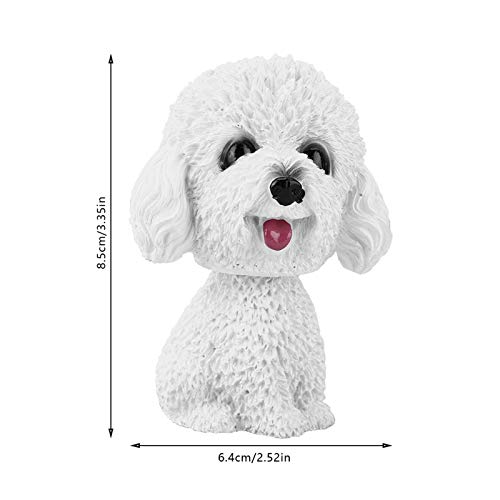 Dioche Bobble Head for Car Dog Bobble Head Toy for Car Interior Dashboard Ornament (White), Teddy (White) - Image 4