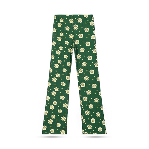 Image of T2F Girls Cotton Flared Leggings Pack of 3 | Soft Stretch Bootcut Pants for Kids | Printed Floral & Heart Designs | Multicolor Combo (2-14 Years
