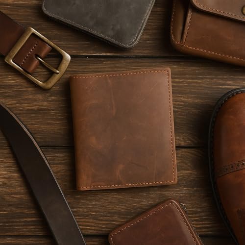 MARSHAL Bifold Leather RFID Blocking Wallet For Men & Women | Genuine Leather Holder With 20 Slots, 2 Bill Compartments & ID Window | Hipster wallet Money, Driver’s License, Travel & More (Vintage)3