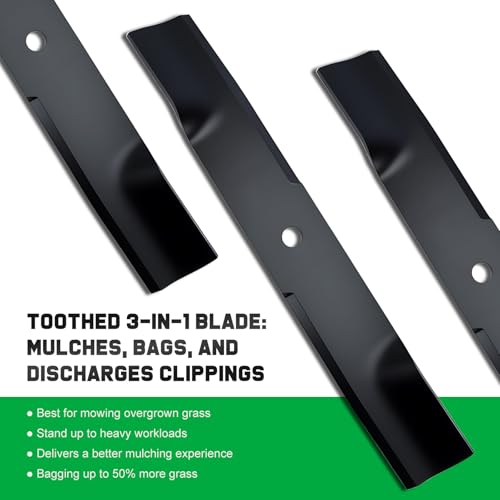 Image of Grasscool Raptor SD 52 inch Deck Hustler Mower Blades Replacement 603995 | Fits Fastrack Super S Mini Z X-ONE 52'' Zero Turn Lawn Tractor Riding Lawnmower,High Lift Mulching Bagging,OEM 795526 783753