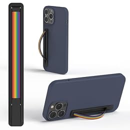 SleekStrip SleekGrip-Essential Ultra Thin Phone Grip Stand,Slim Metal Finger Loop Ring Hand Holder Strap Cell Phone Grips for iPhone 16 Pro Max,17 Air,Android,Case Back - Black x Rainbow Pride
