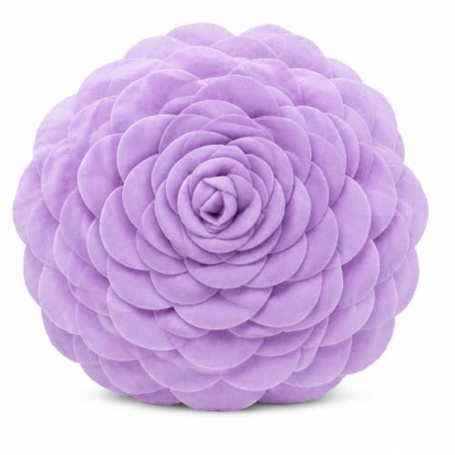 Fennco Styles Eva's Flower Garden Decorative Filled Throw Pillow 13" Round - Floral Accent Pillow for Home, Couch, Bed, Living Room, Holiday and Office Décor (Lalic)