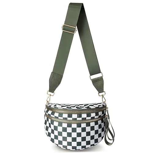 Image of Womens Crossbody Bag, Spacious Nylon Bum Bag Trendy Shoulder Purse with Adjustable Strap Zipped Travel Essentials