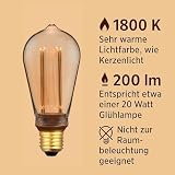greenandco Vintage Design Żarówka LED do nastrojowego oświetlenia | E27 ST64 | bursztynowa | 4W 200lm | 1800K bardzo ciepła biel | 320° | 230V | bez migotania | nieściemnialna | żarówka Edisona