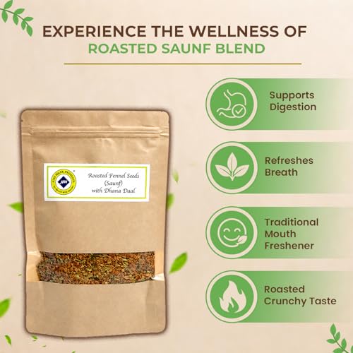 Image of Jyoti Ben's Mukhwas - Roasted Fennel Seeds (Saunf) with Dhana Daal (250gm) |Premium Mukhwas|Digestive Mouth Freshener|After-Meal Snacks|100% Natural|Good For Digestion - 250 Gram | Pack of 2