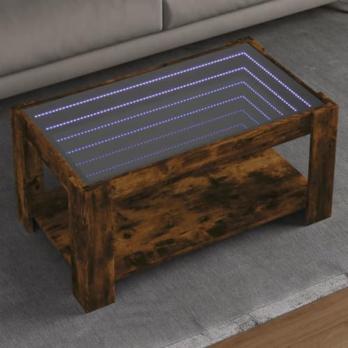 Table basse avec LED chêne fumé 93 cm élégance contemporaine - 2