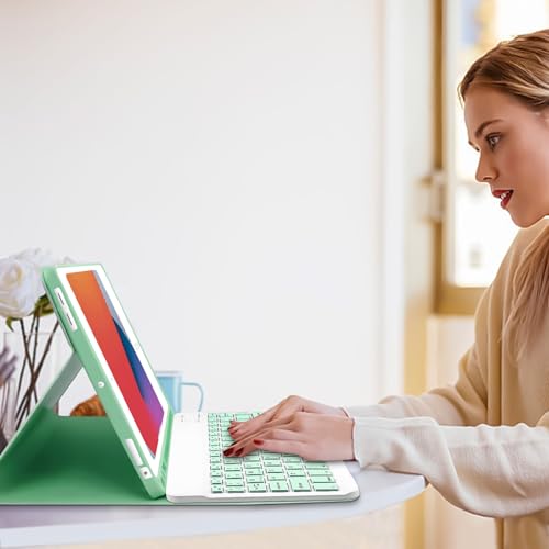 Funda con teclado para iPad de 9 generación que soluciona la escritura lenta 5