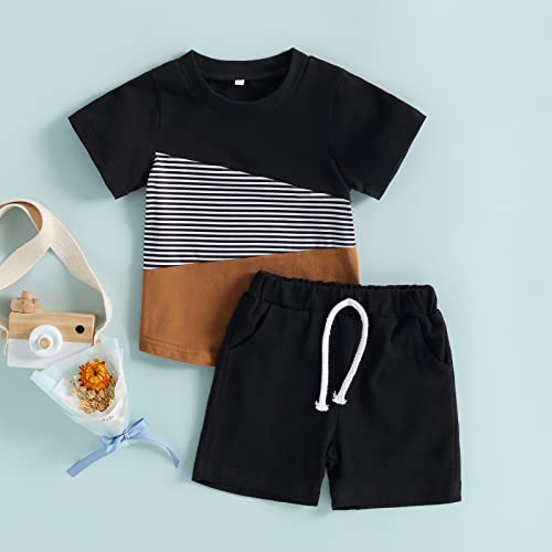 Unisex Toddler Baby Boy Girl Summer Clothes Short Sleeve T-Shirt+Short Pants Cotton Two Piece Color Block Outfits2