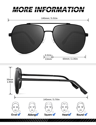 Aviator Sunglasses for Men, Lightweight Mens Sunglasses Metal Frame Pilot Sun Glasses for Driving Fishing3