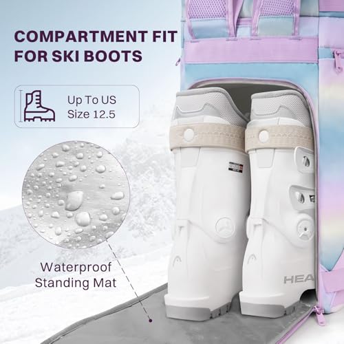 image for AUROTIER 60L Ski Boot Bag for Women with Helmet Compartment, Waterproo