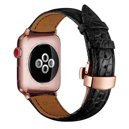 Bracelet en cuir d'alligator iWatch Ultra Series 9 8 7 SE 38mm 40mm 42mm 44mm 45mm