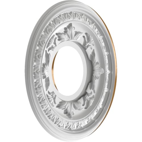 Image of Ekena Millwork CMP10BADVG Baltimore Thermoformed PVC Ceiling Medallion (Fits Canopies up to 4 1 /4 inch), 10 inchOD x 3 1 /2 inchID x 3 /4 inchP, Universal Aged Metallic Vintage Gold