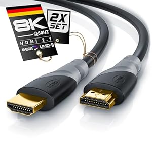 CSL - 3m 2er-Pack 8k / 4k HDMI Kabel 2.1/2.0-1m - 8K @ 60Hz - 4K @ 120Hz - 48 Gbit/s - 3D - Ultra High Speed mit Ethernet - TV Blu-ray PS5 Xbox Series X Switch - schwarz - 3 Meter