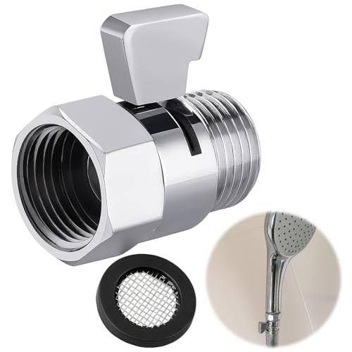 Válvula de Control de Flujo de Agua 1/2 Pulgadas, Válvula de Cierre para Ducha con Interruptor On/Off, Regulador de Presión Resistente a Fugas, Accesorio Universal para Cabezal de Ducha