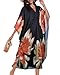 JILUVIN Kaftan Dresses for Women Plus Size V Neck Caftans Long Batwing Sleeve Beach Cover Ups Summer Floral Print Dress (Orange Green Floral,One Size)