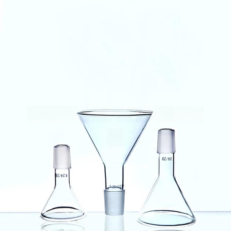 Clear Glass Conical Feed Funnel 50mm to 150mm - Ideal for Lab Experiments and Transfers(120mm Joint No.24)
