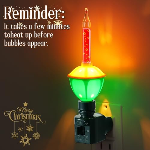 Image of Sumind 9 Pieces Christmas Bubble Lights, Traditional Vintage Night Lights with E12 Candelabra Base, Colorful Fluid Christmas Bulbs with Swivel Plug in Base(Green)
