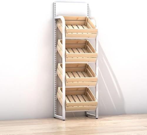 Scaffale per snack – Scaffale commerciale a 4 ripiani per frutta e verdura, grande espositore per snack da cucina