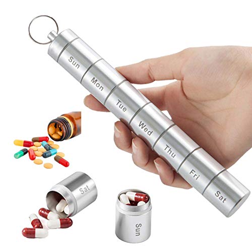 YLLYI Pastillero De Metal De Aleación De Aluminio De 7 Días, Sellado E Impermeable, Caja De Almacenamiento De Pastilleros, Caja De Día De Aleación Impermeable De Emergencia