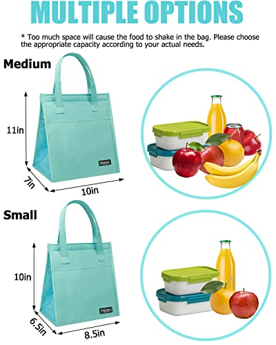 Fmeida Insulated Lunch Bag Women, Simple Lunch Tote Bags, Waterproof Thermal Cooler Lunch Bag, Reusable Adult Lunch Box Bag For Women | Small Mint Blue, Front&Side&Interior Pockets, Velcro #TOP4