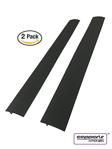 Capparis Kitchen Silicone Stove Counter Gap Cover, Easy Clean Heat Resistant Wide & Long Gap Filler, Seals Spills Between Counter, Stovetop, Oven, Washer & Dryer, Set Of 2 (21 Inches, Black) #TOP7