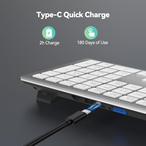 Image of TECKNET Bluetooth Keyboard Rechargeable 4-Device (2.4G+BT)