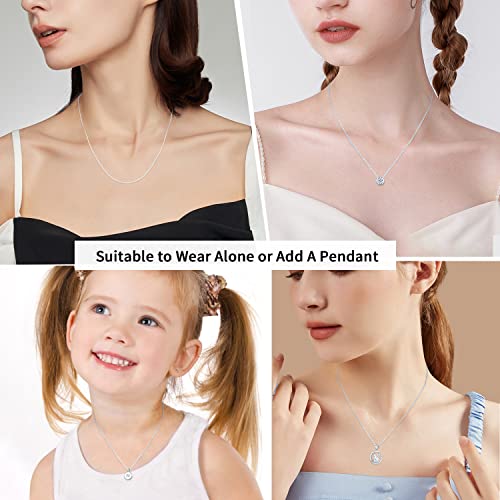 Jewlpire Solid 925 Sterling Silver Chain Necklace For Women Girls, 1.2Mm Cable Chain Thin & Dainty & Sturdy Women's Chain Necklaces 18Inch #TOP4