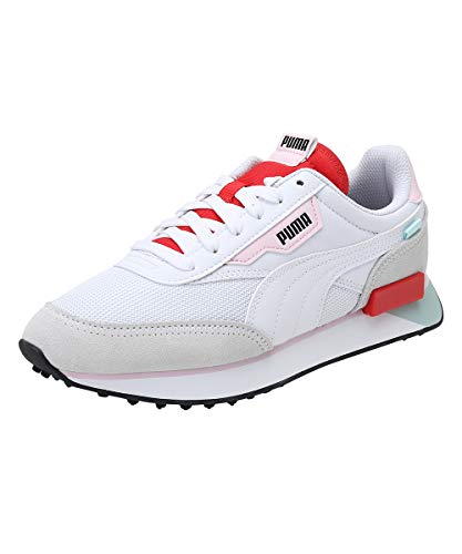 Image of Puma Unisex-Adult Future Rider Neon Play White-Poppy Red Sneaker - 9 UK (37338309)