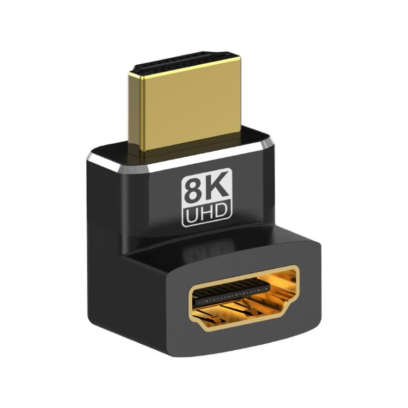 GARRULAX Adaptador HDMI 8K, adaptador de 90 y 270 grados, compatible con 8K a 60Hz, 4K a 120Hz, conector HDMI 2.1 macho a hembra, para laptop, PC, monitor, TV, proyector