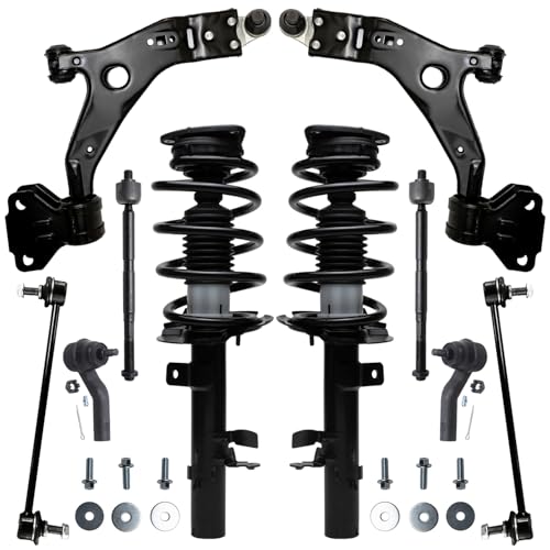 Image of Detroit Axle - 10pc Front End Suspension Kit for Ford 2014-2018 Escape, Lower Control Arms w /Ball Joint Struts & Coil Spring Sway Bars Tie Rods 2014 2015 2016 2017 2018 Replacement Struts Shocks