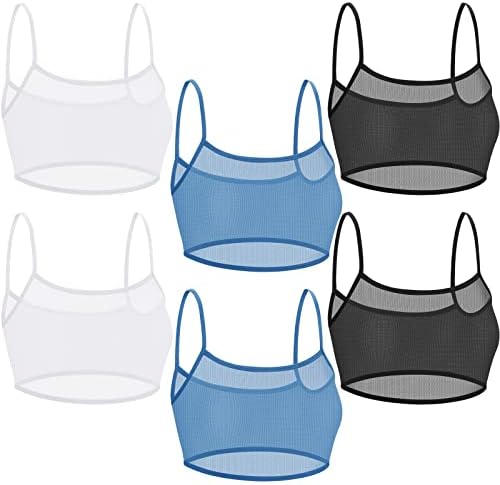 Toulite 6 Pcs Summer Women Mini Tanning Bikini Sheer Tank Tops See Through Stretch Crop Top Sleeveless Mesh for Beach