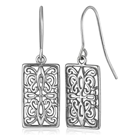 MORGAN & PAIGE .925 Sterling Silver Oxidized Celtic Knot Silver Dangle Earrings - Sterling Silver Earrings for Women Rectangle Drop Pendant, Hypoallergenic Earrings Silver Jewelry Gift for Her Cover