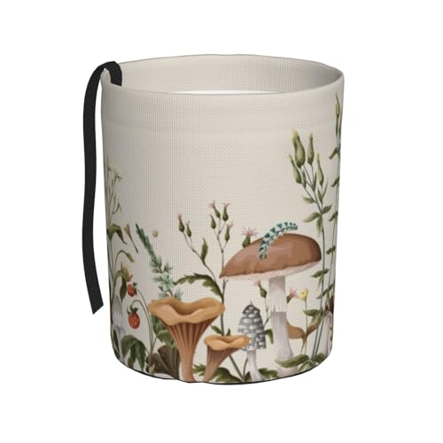 Image of Small Car Trash Can, Mushroom Plants Design Hanging Foldable Car Trash Bag, Waterproof Leakproof Garbage Bin, Car Interior Organizer Accessories