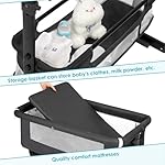 Baby Bassinet, Baby Basinet Bedside Sleeper, Easy to Fold Portable Crib Side Bassinet 2024new Style Girl/boy bassinets (Dark Gray) - Image 3