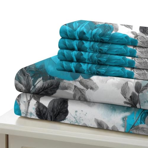 Housse de couette super douce finitions premium lit simple turquoise - 7