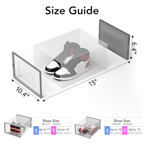Foluck X-Large Shoe Storage Box, 15 Pack Clear Plastic Stackable Shoe Organizer for Closet, Interlocking Design Shoe Container Bins for Sneakers, Foldable Shoe Rack with Lids, Gray by Foluck - Image 2