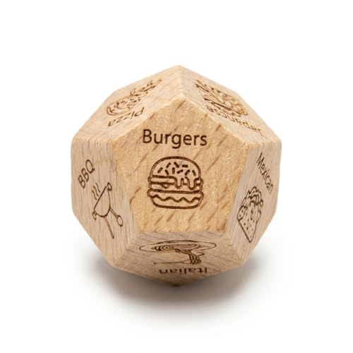 Funny Food Decision Dice – What’s for Dinner Dice, Wooden Dinner Decider for Couples, Date Night...