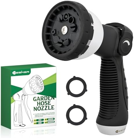 Yesker Garden Hose Nozzle Water Hose Sprayer Nozzle Adjustable 10 Spray Patterns Heavy Duty Metal Nozzles Thumb Control w Non-Slip Grip for Outdoor Watering Plants Lawn Washing Car Pets, Black - Thumbnail 2