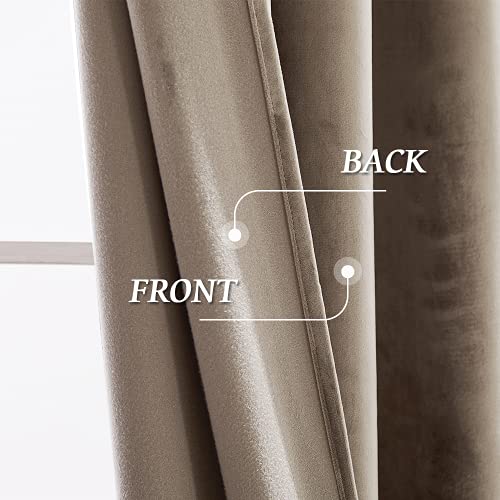 Image of RYB HOME Velvet Room Divider Curtains 84 inches, Noise Reduce Barrier for Nursery, Large Window Curtains for Sliding Glass Door /Storage /Space Room, Taupe, W 62 x L 84, 2 Panels Set