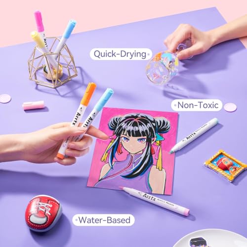 Image of Arrtx Colored Pencils Colored Pencils 60 Colors, Acrylic Coloring Pencils for Artists Adults Coloring Drawing Cartoon Anime Series - Brush Tip for Rock Painting, Wood, Canvas DIY Crafts Making