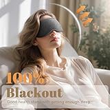 Vynix 100% Blackout Eye Mask for Sleeping - 3D Deep Contoured Sleep Mask for Men Women - Soft Comfortable Sleeping Mask - Adjustable Eyemask Black Out Night Masks for Travel Nap Yoga - Grey - Image 2
