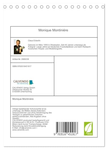 Monique Montiniére calendrier de table 2026 format DIN A5 vertical