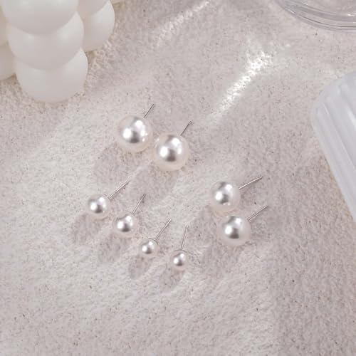 Mameloly Pearl Earrings for Women Dainty 925 Sterling Silver 14K Gold Plated 6MM/8MM/10MM/12MM Handpicked Simulated White Pearl Stud Earrings Hypoallergenic3