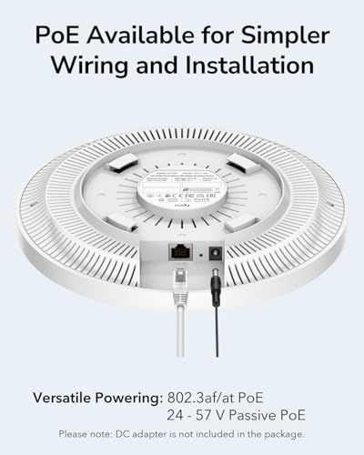 Image of Cudy AC1200 Dual Band Gigabit WiFi Access Point, Ceiling-Mounted, AP1300 | 867+300Mbps Speed, 100 Devices, 1100 Sq.Ft Coverage, 802.3at /af PoE, WPA3 Security, MU-MIMO, 1x RJ45, Seamless Mesh Roaming