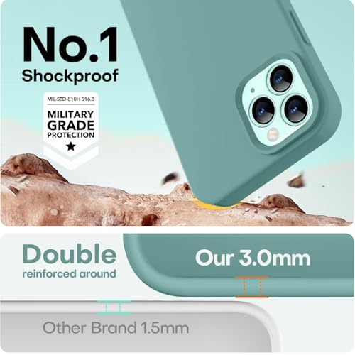 Image of LOVE 3000 Compatible with iPhone 12 Pro Max Phone Case | Thickening 2.1 MM Liquid Silicone | Anti-Scratch Microfiber Lining | Full-Body Duty Heavy Protection Case for Men, Pine Green
