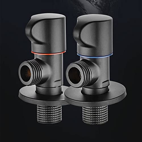 Vanne d'angle 1/2 vannes de robinet pour lavabo et douche noire de bain - 5