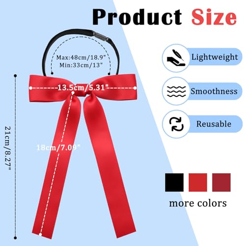 Image of Luckyvestir Western Bow Ties for Men Women, Black /Red Colonel Satin Ribbon String Bow Tie for Costume Uniform
